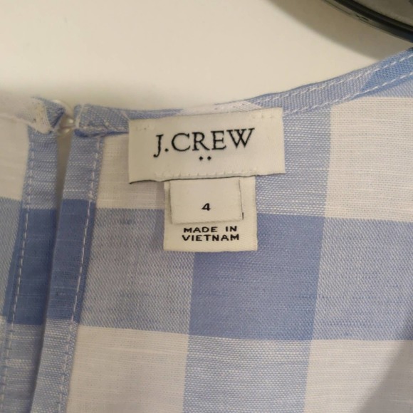 🎈J Crew Gingham Linen Blend Blouse, EUC S 4 - Picture 5 of 11